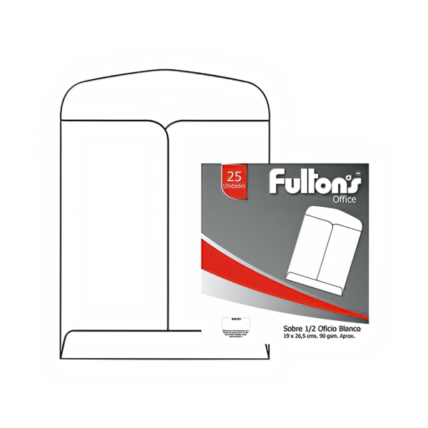 Sobre Oficio Blanco de 25x35 cm. Pack 25 Unidades Fultons