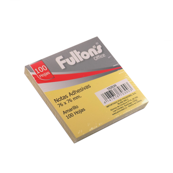 Notas Adhesivas 75x75 mm Amarillos Fultons